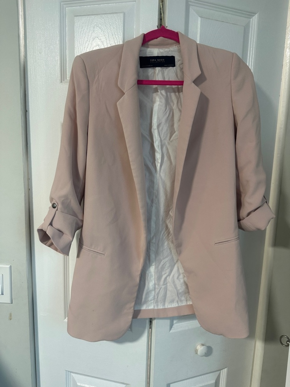 Zara Light Blush Open-Front Blazer
